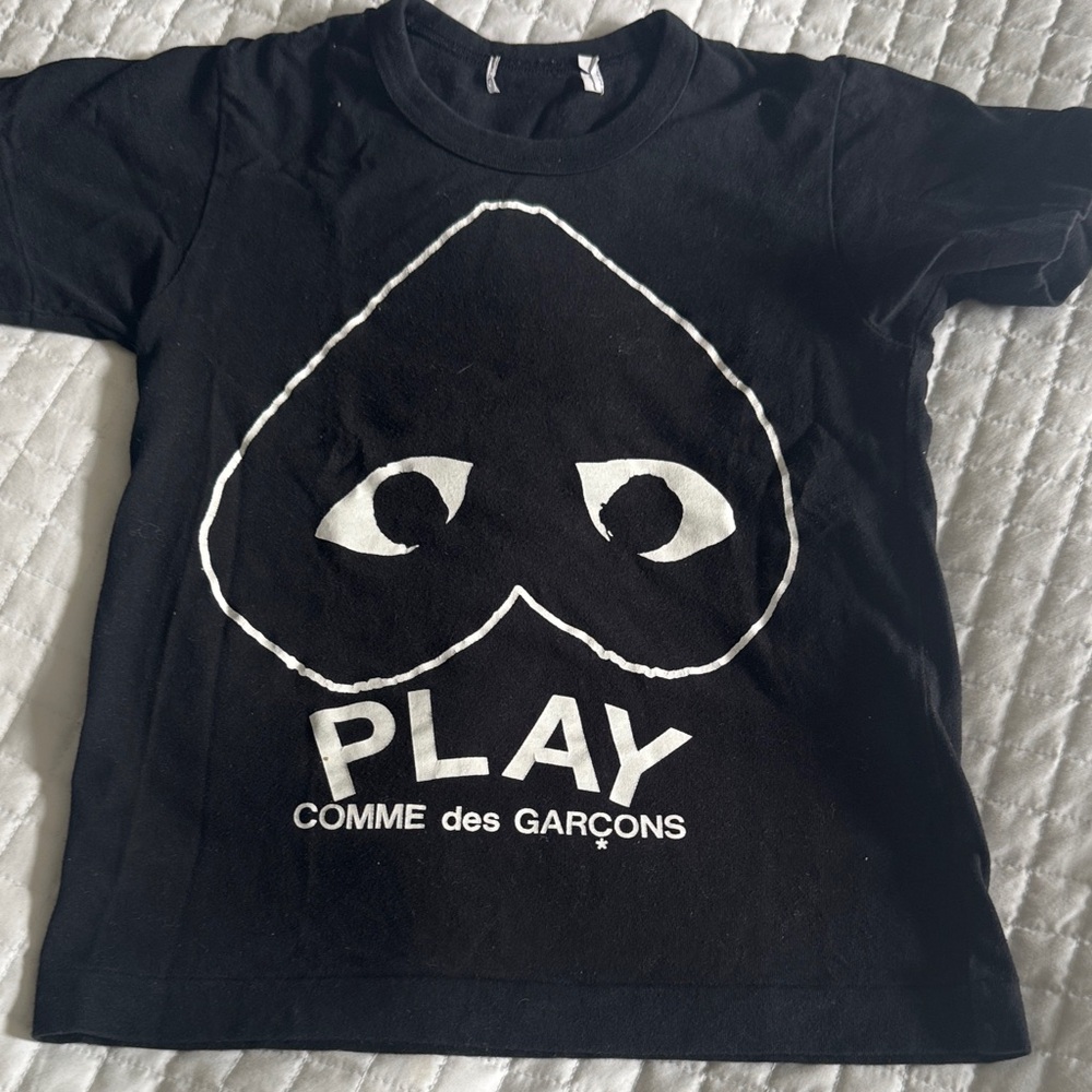 Comme des Garçons Play Black Tee with Heart Graphic